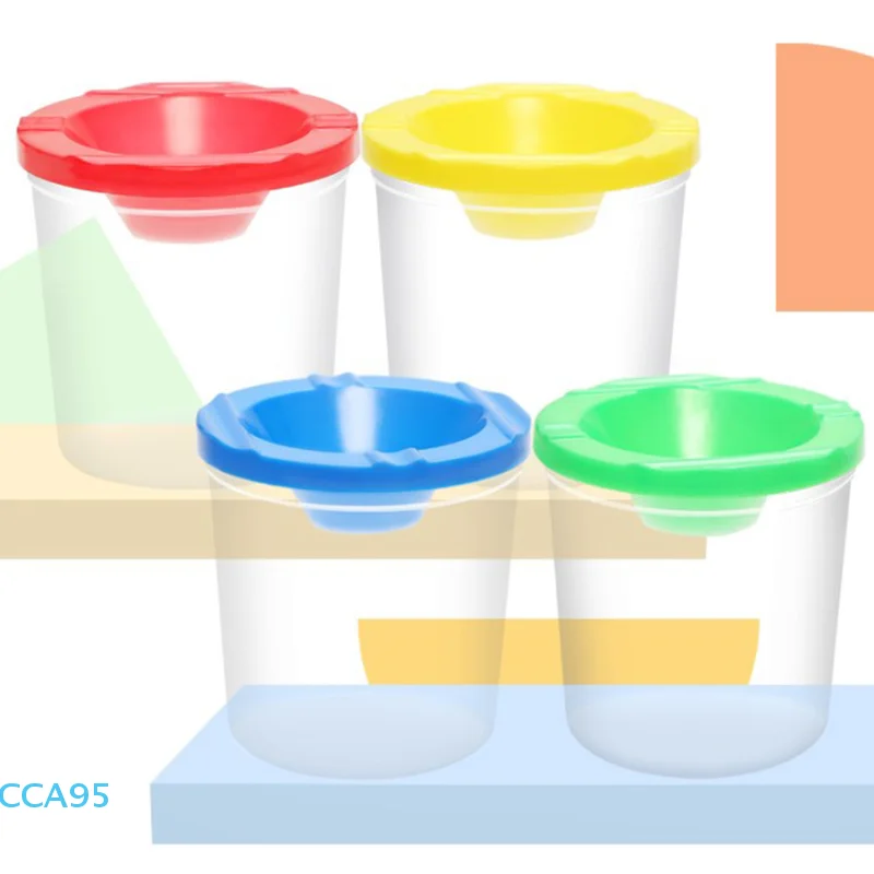 

1Pc Wash Cup Random Color Painted Art Pen Washing Cup Plastic Transparent Pen Washing Bucket For Watercolor Paint Painting Pen