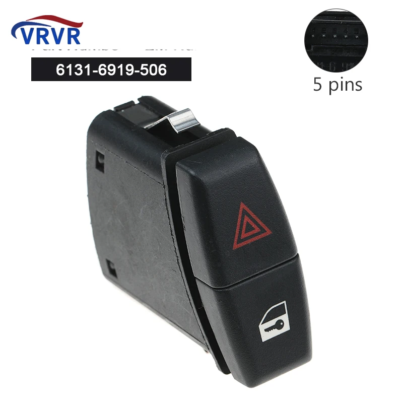 6131-6919-506 61316919506 5 Pins Emergency Switch Hazard Warning Switch For BMW 1 3 5 Series X1 X3 X5 X6