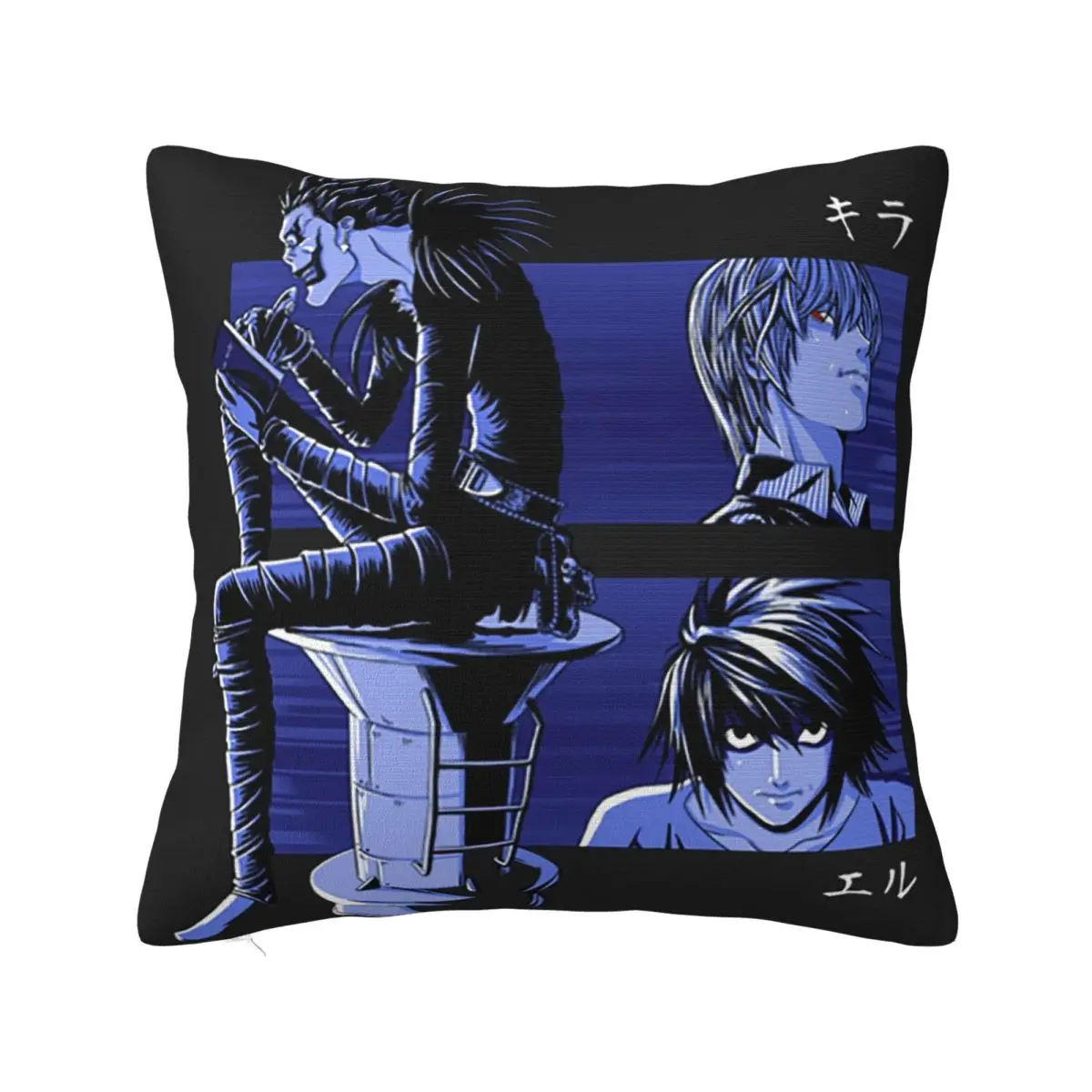 Death Note Anime Square Pillow Cases Ryuk Lawliet Light Yagami Cushion Covers Custom Zipper Decor Pillowcase for Sofa 45x45cm