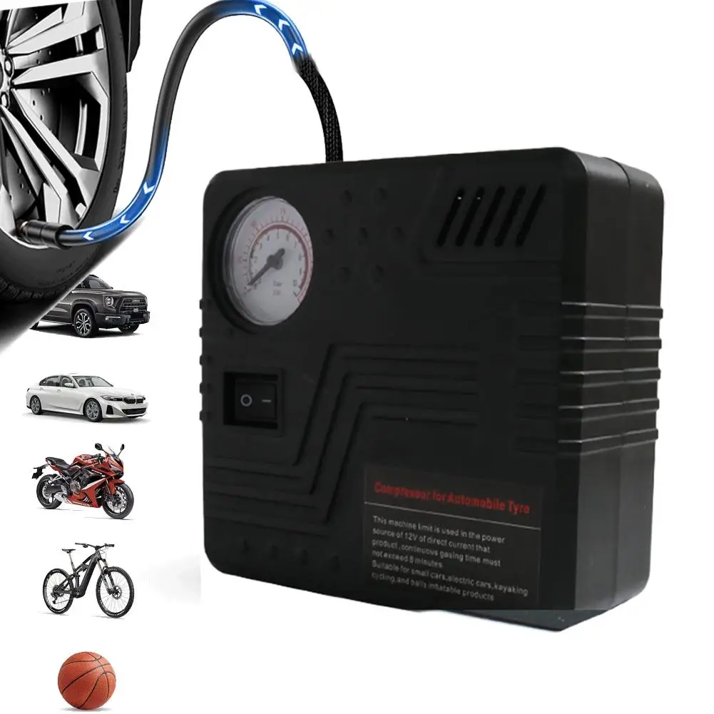 12V Car Emergency Air Pump Auto Tire Inflator with Cigarette Lighter High Gauge Compact Portable Inflation Pressure Speed P G6Y7