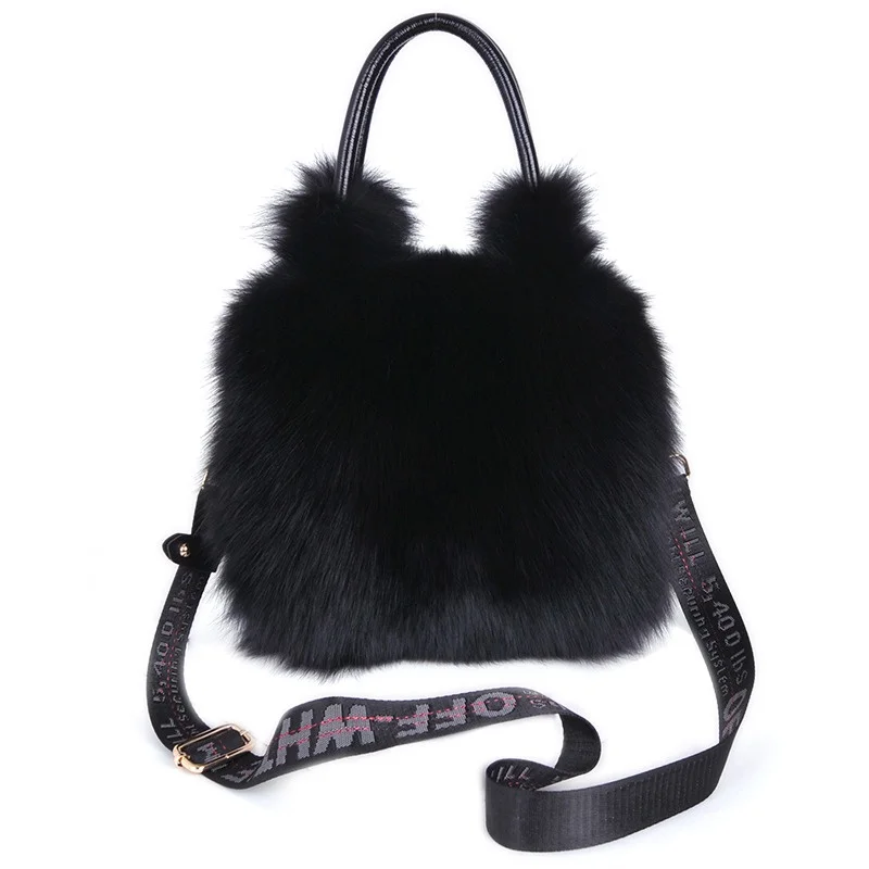 Women\'s Fur Bag Winter Fox Fur Bag Fashion Fur Handbag Ladies Bags Purses Women Shoulder Bag Real Silver Fox Fur Messenger Bags