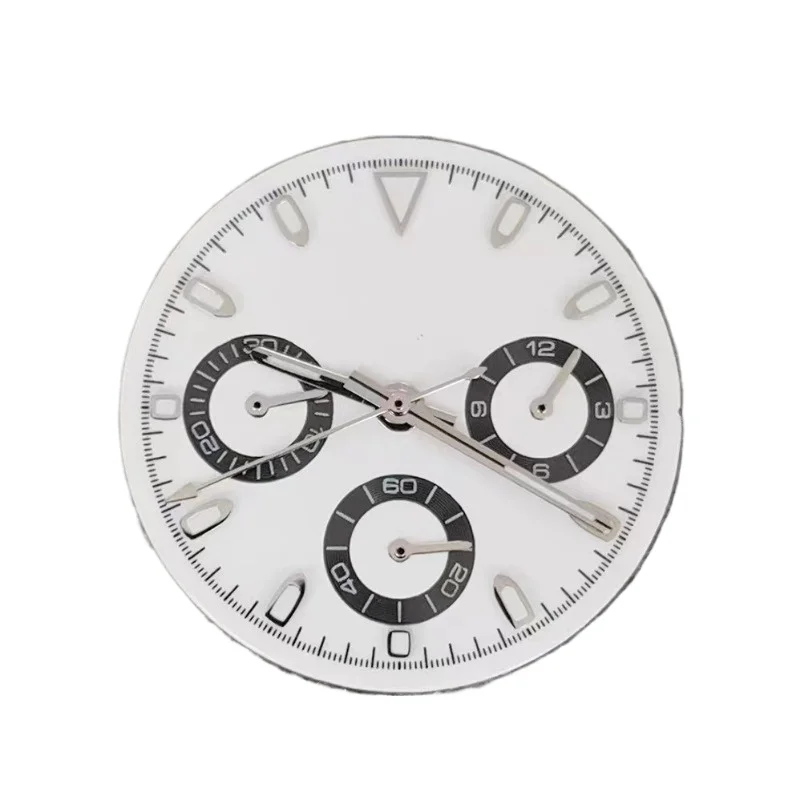 Cassa dell'orologio da 39mm in acciaio inossidabile con anello in ceramica bocca in acciaio nero dorato compatibile con il movimento al quarzo a tre occhi VK63