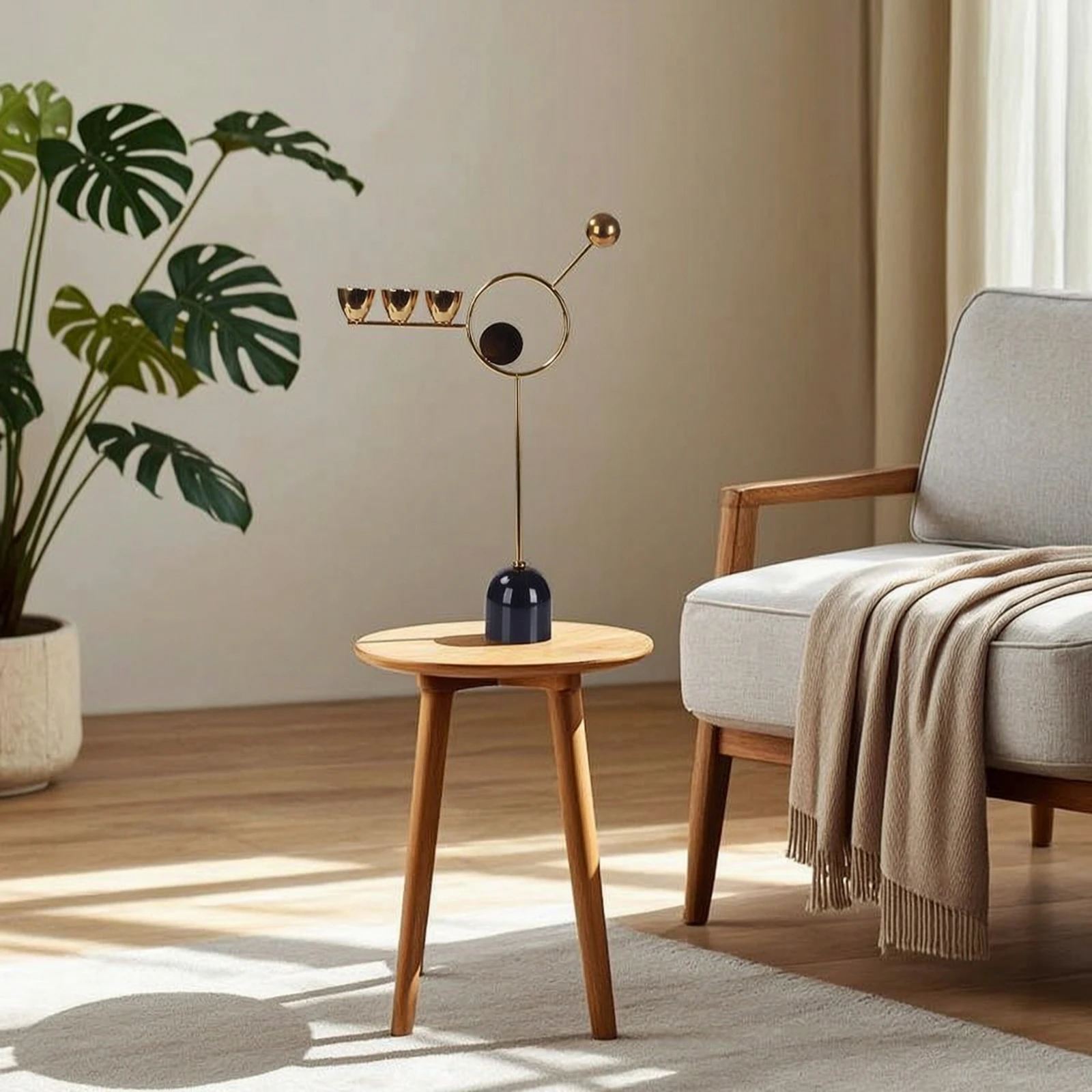 Geometric Candle Holder Abstract Candle Holder with Metal Frame Decorative for Living Room, Dining Table