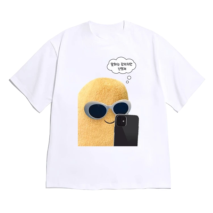 Korean Style Cute Potatoes Printed T-shirt Women Kawaii Short Sleeve Casual Crew Neck Top Tee Funny Summer Promo Cheap Clothes