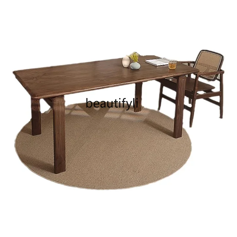 

S Nordic Small Apartment Home Dining Table Light Luxury All Solid Wood Long Table Workbench Simple Dining Table Creative Desk