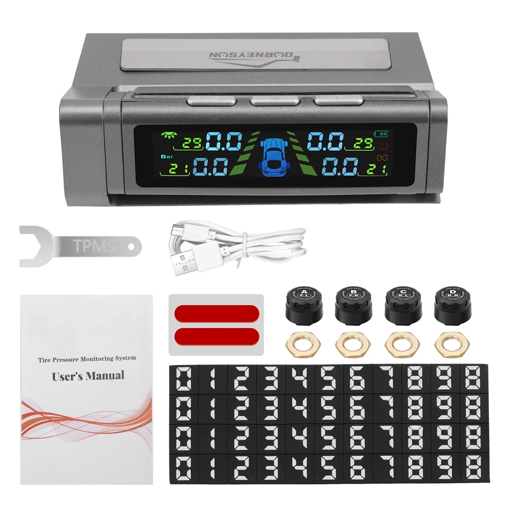

Suitable for Automobile Tire Pressure Monitor With Moving Car Number Plate Angle can be rotated Wireless Solar Pressure TPMS