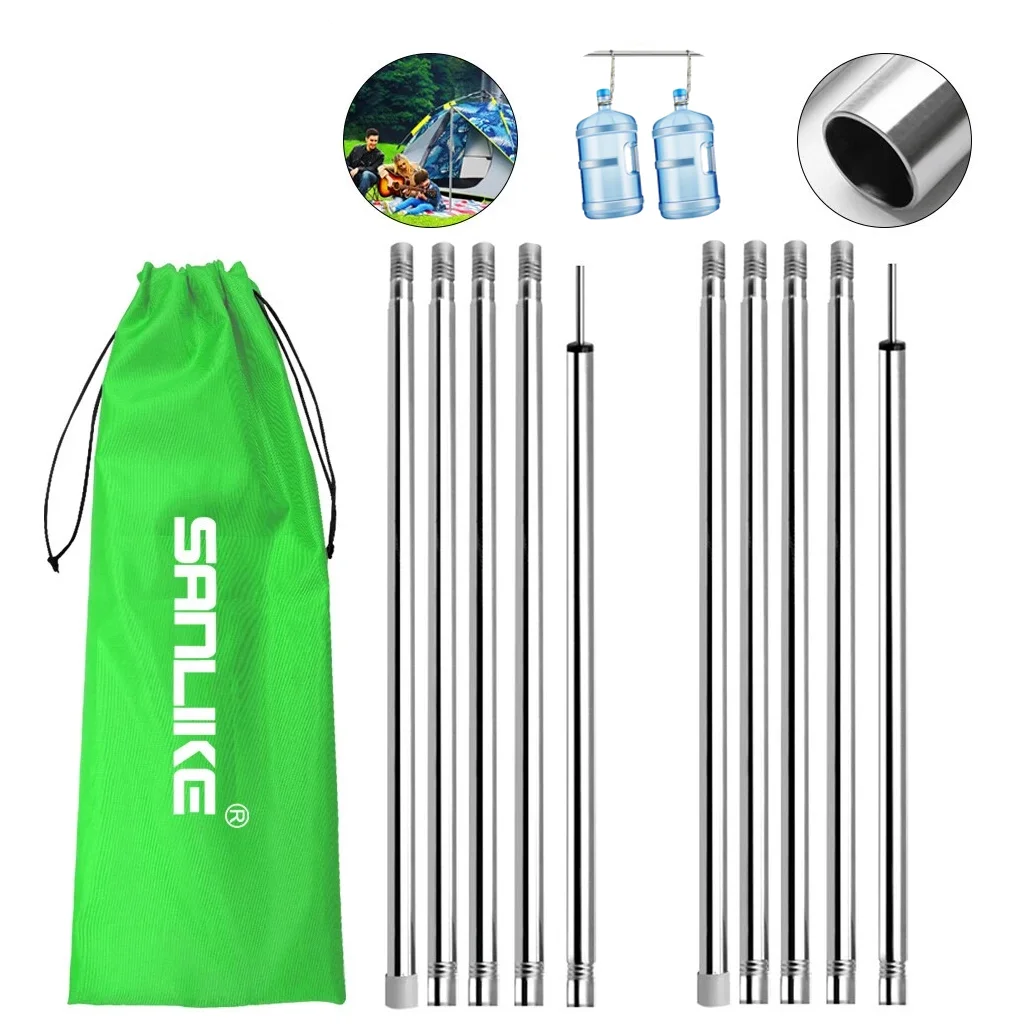 Tent Pole 2.M 5 Section/1 Piece Tarp Tent Pole Awning Pole Outdoor Camping Tent Foyer Support Pole Set of 2 Replacement Tent Pol