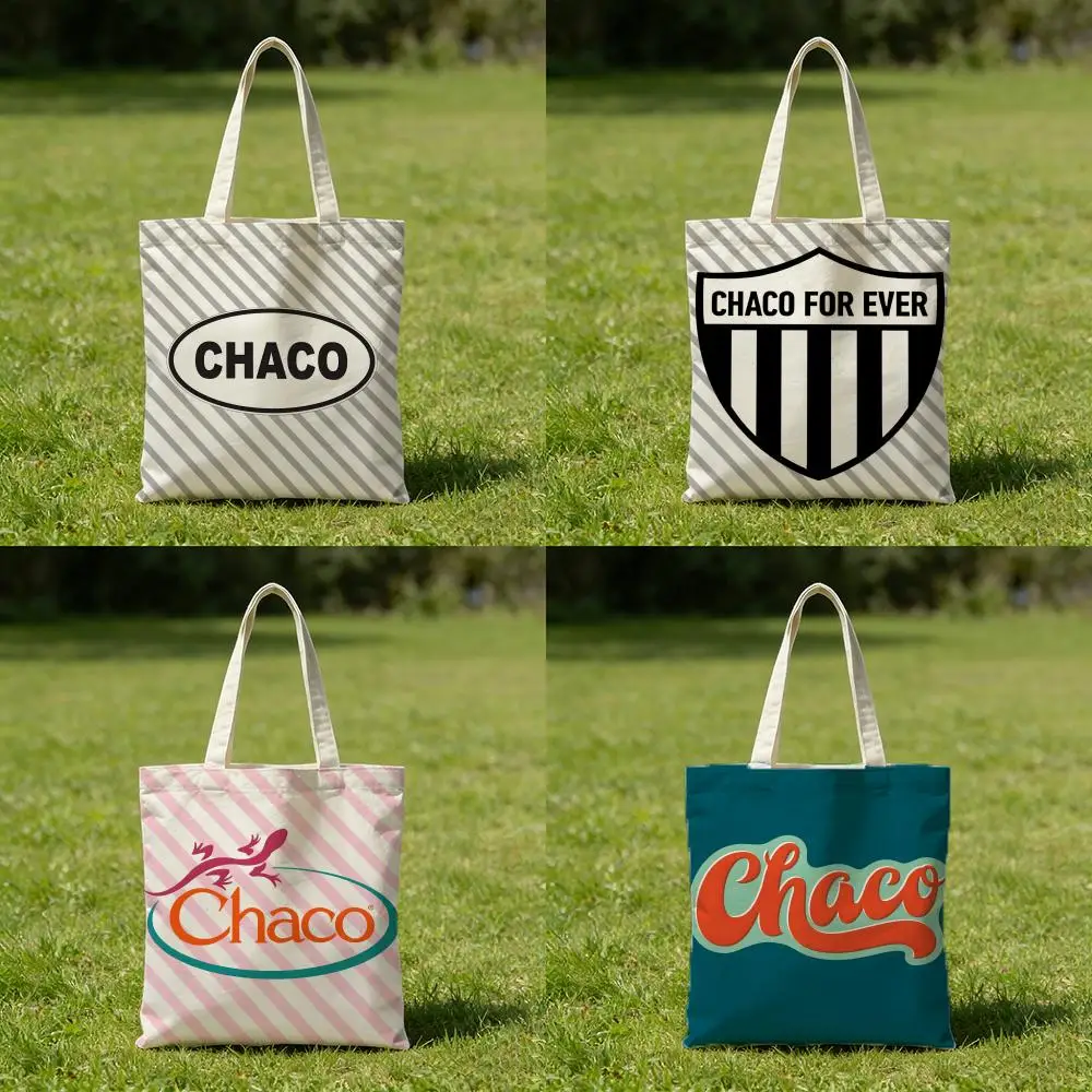 Bolsas de almacenamiento, bolsa de compras reutilizable de doble cara con asas blancas, lavable para la escuela y el mercado C-C-ChacoS