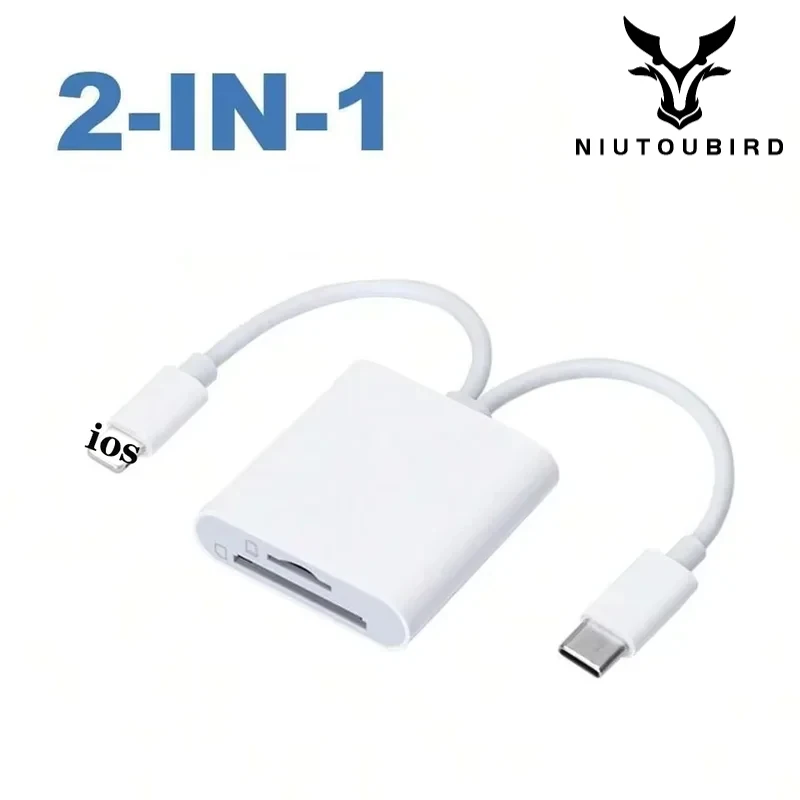 

Картридер Lightning Type 2 в 1 OTG для карт памяти SD/TF, адаптер для ПК, ноутбуков, iPhone, универсальный считыватель смарт-карт, без необходимости установки приложения.