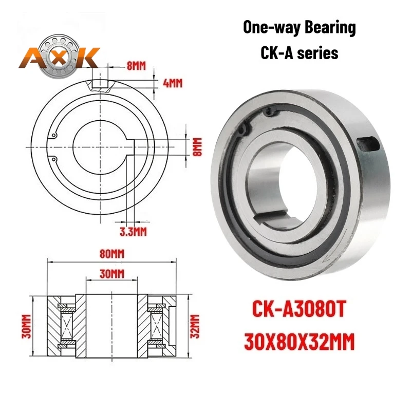 CK-A3080T 30X80X32MM One Way Clutch Bearing Overrunning Clutch CK-A Series Sprag Type One Way Freewheel Clutch Bearing