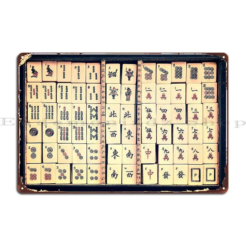 Mahjong Game Delphimages Art Metal Plaque Poster Wall Decor Designer Garage Wall Cave Club Tin Sign Poster