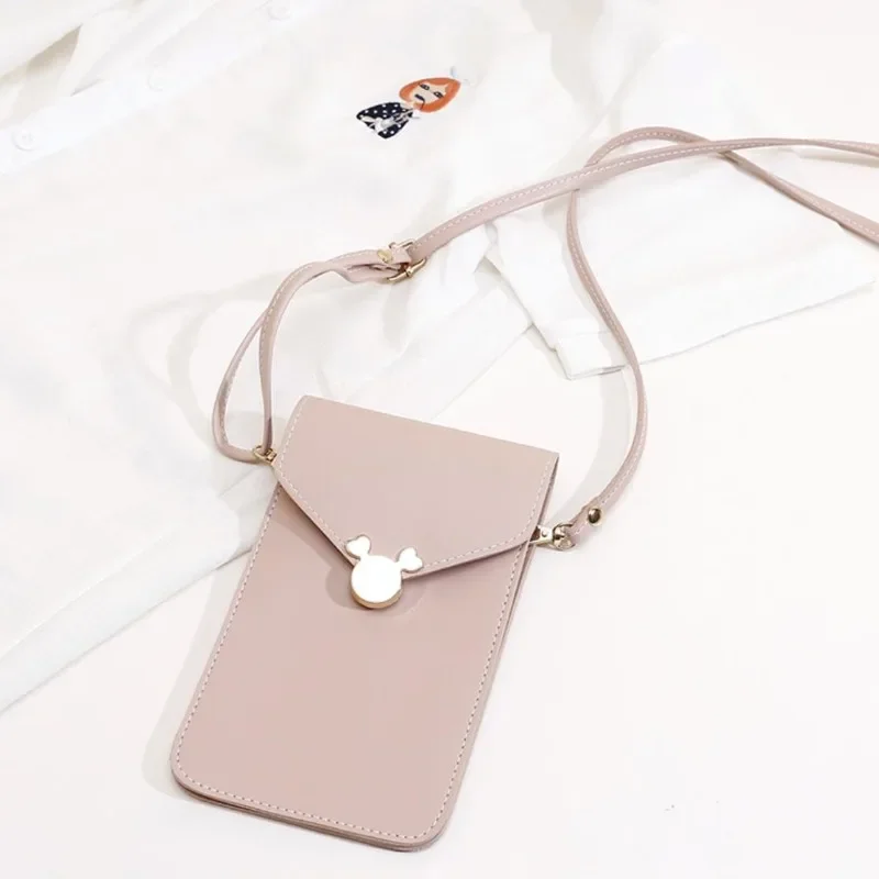 Cute Mini Bags Women Fashion Touchable Screen Mobile Case 2024 New Trendy Crossbody Small Sac Brown Leather Cellphone Purse