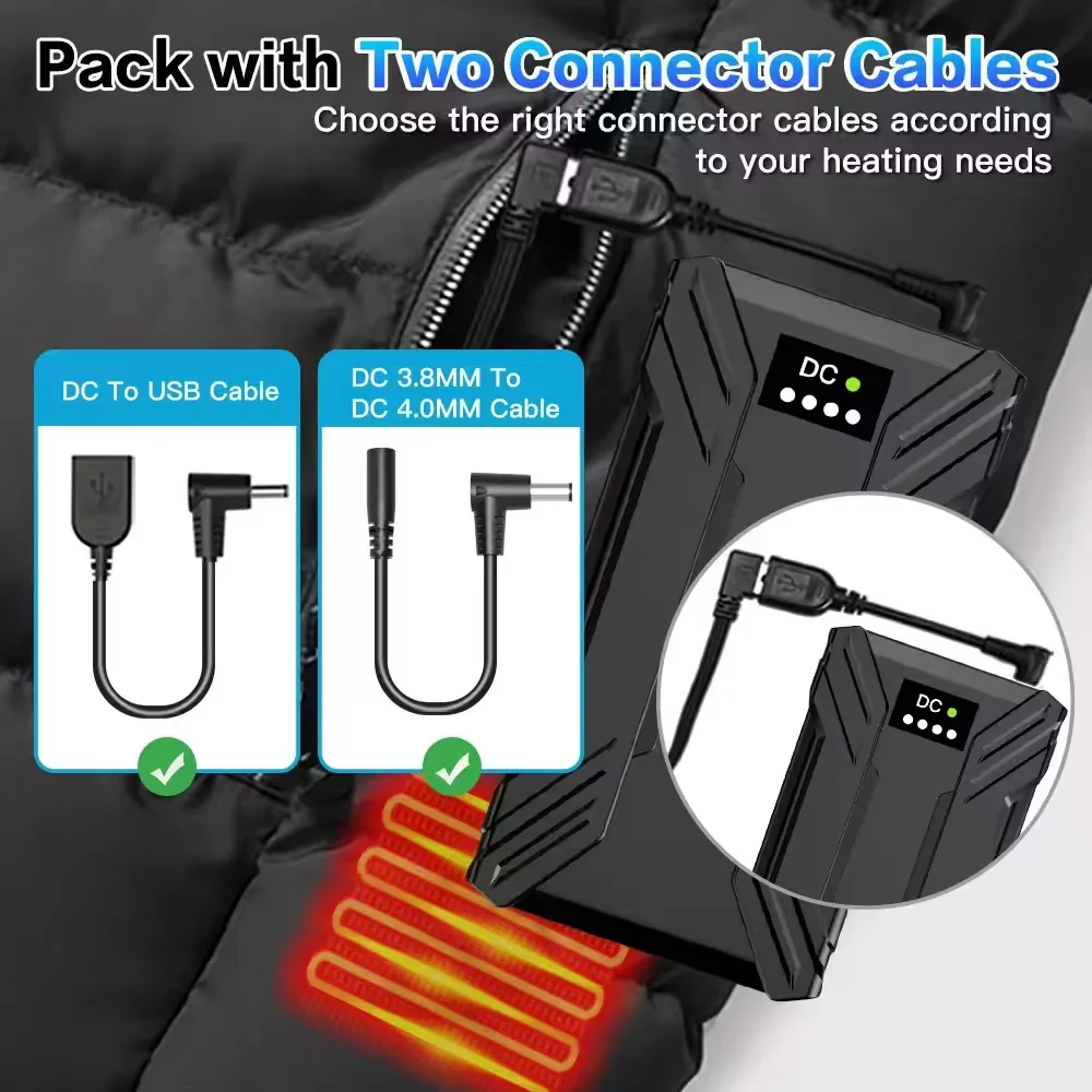 باور بانك 40000 مللي أمبير في الساعة للتدفئة سترة سترة قفازات بطارية مساعدة ساخنة تيار مستمر 7.4 فولت باور بانك محمول معدات التدفئة الكهربائية