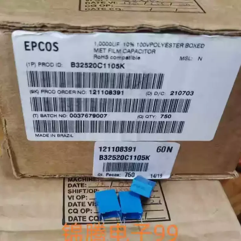 10-100pcs Original Box Siemens EPCOS 1UF 100V 105K Audio Film Capacitor B32520C1105K P7.5