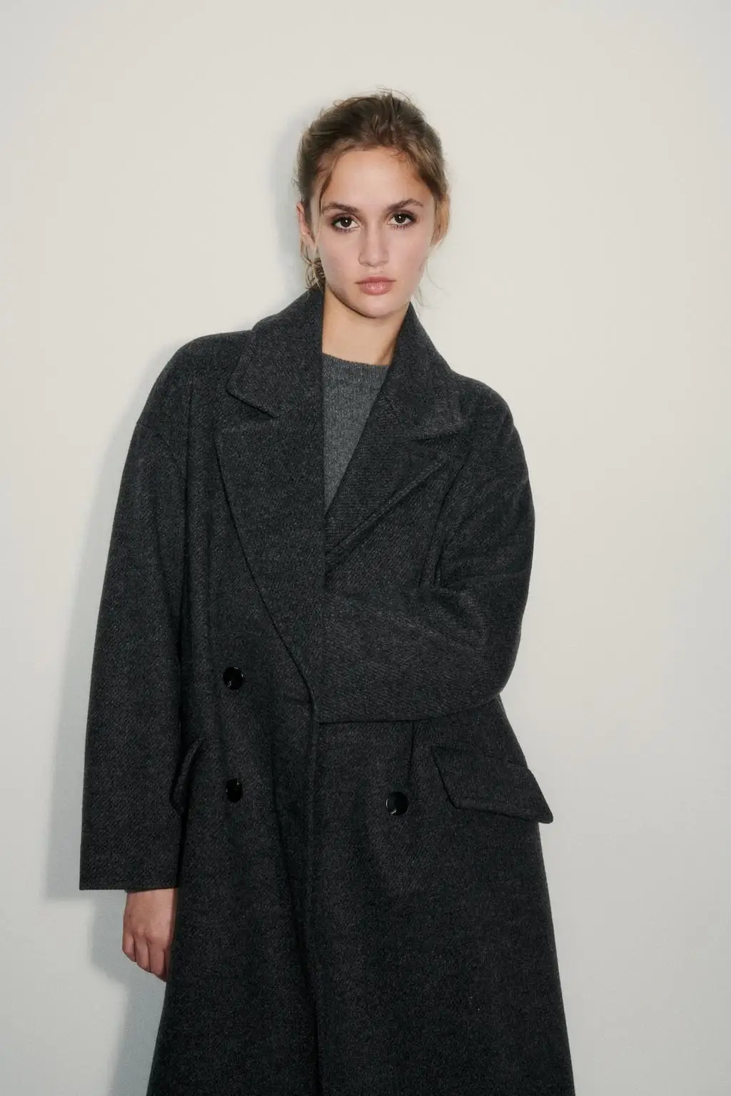

Faionable Soft Coat Jaet Women's Autumn Winter Loose Midi Sle Outerwear Long Sve Suit Collar Single Button Closure