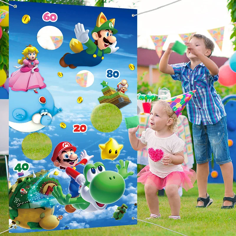 Super Bros Sandbag Throwing Game Set Cornhole Board Games with Marios Interactive Fun Sports for Parent-child Interactive Toys