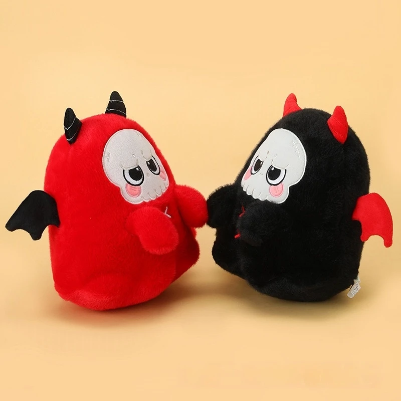 Figura Ghostface Decorazione spettrale per feste di Halloween - Cuscino in peluche con teschio demoniaco, bambola raccapricciante carina rossa e nera per la camera da letto Goth