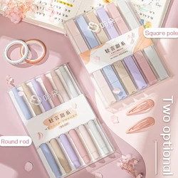 Surligneur à double tête pour étudiant, stylo marqueur d'art, stylo gel de couleur, papeterie Kawaii, ensemble de 6 pièces