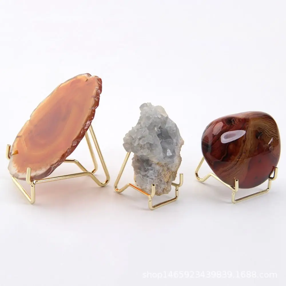 Modern Style Alloy Crystals Agate Hexagon Mineral Photography Props Display Stand Rack Holder Base Sphere Base