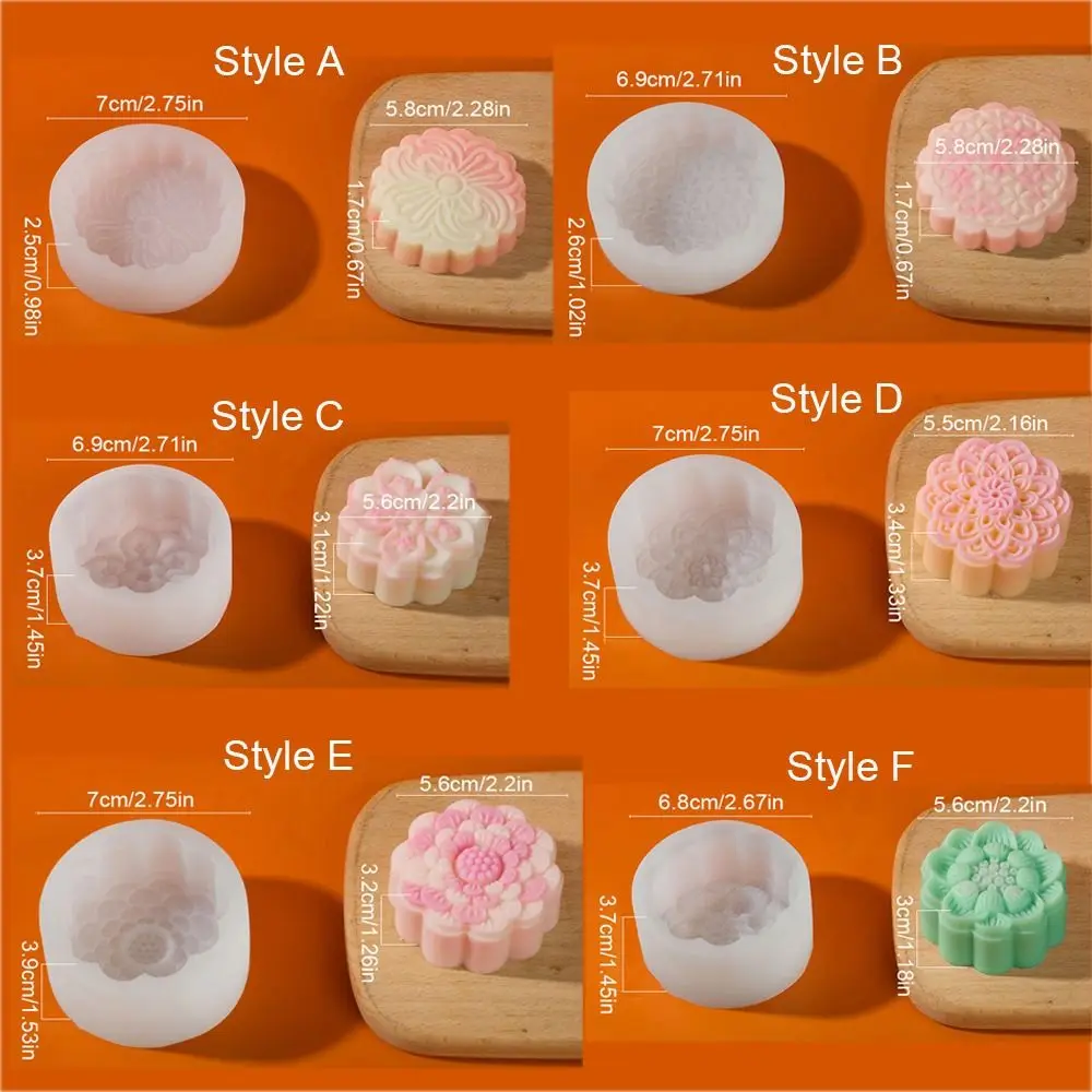 3D Flower Mooncake Mold Chinese Style Soft Festival Pastry Mould Silicone Non-stick Lotus Silicone Mold