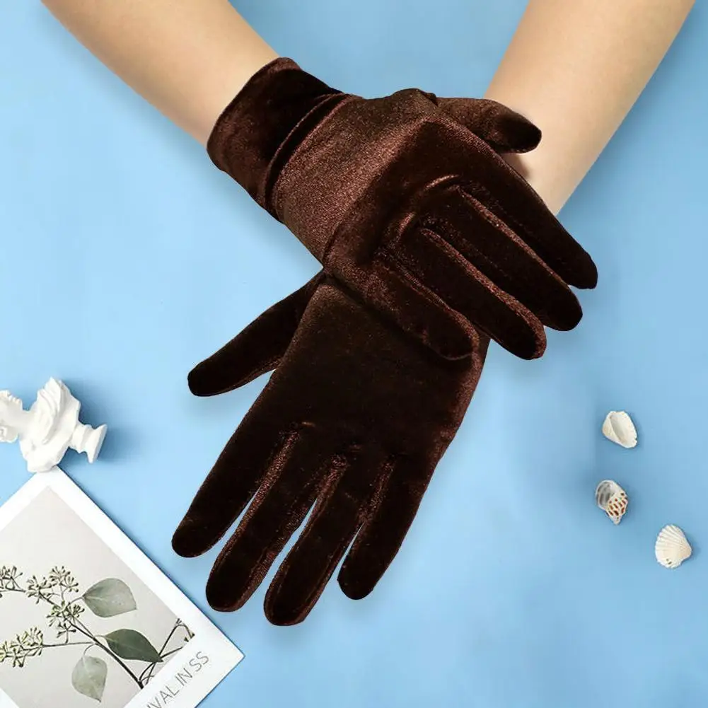 

Jewelry Gloves Warm Velvet Winter Gloves for Women Non-slip Thick Five Fingers Gloves for Shopping Guide Stylish Windproof Prom