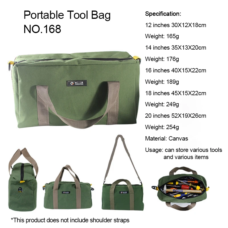 Hand Tool Storage Bag Multi-function Canvas Waterproof Portable Tool Carry Bag Wrenches Screwdrivers Pliers Metal Parts Storage