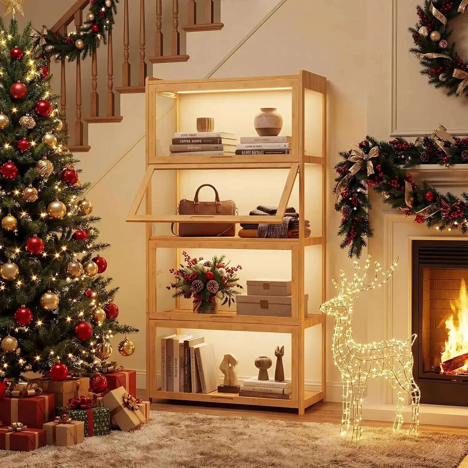 

Hot salesDisplay Cabinet with Acrylic Doors, 4-Tier Curio Cabinet for Collectibles, Display Case Showcase for Living Room, Offic