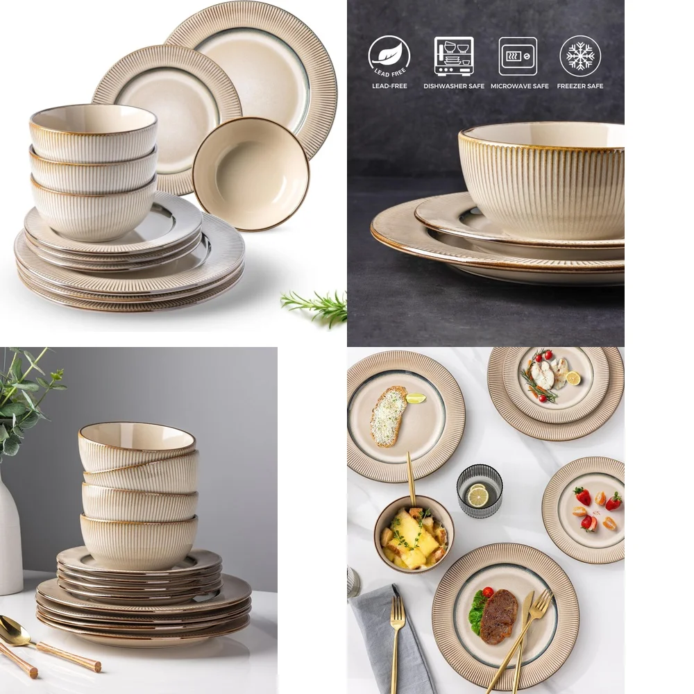 

Ceramic Tableware Set12 Piece Elegant Embossed Ceramic Dinnerware Set Stoneware Plates and Bowls for Modern Dining