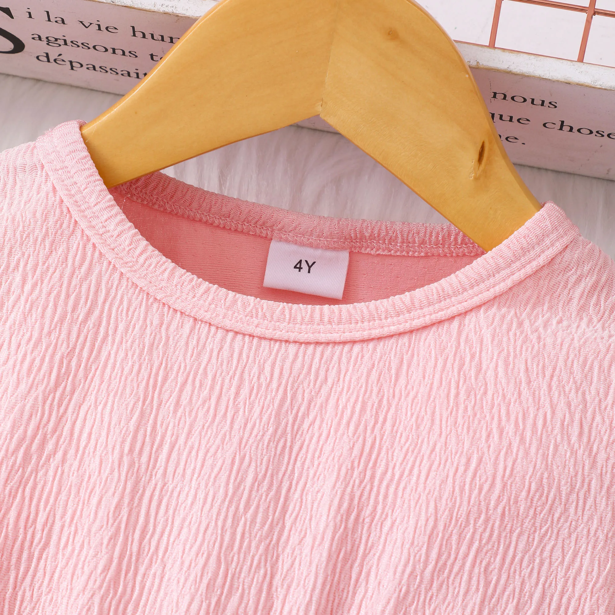Girls\' solid color rose dress