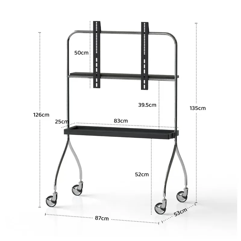 Movable TV Rack 55 Inch For 32-75 In. TV With Protective Rubber Wheels Wide Wooden Shelf Multifunctional Storage  Space Saver