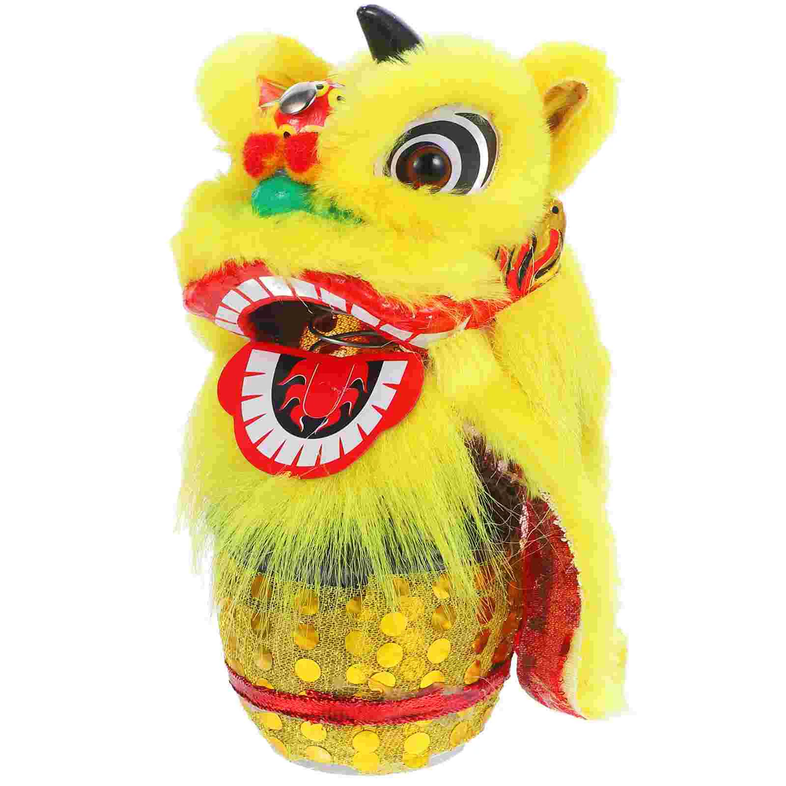 

Lion Drum Ornament Vintage Decor Formal Crafts Toy Chinese Folk Dance Toys Cloth Artificial Wool Ornaments