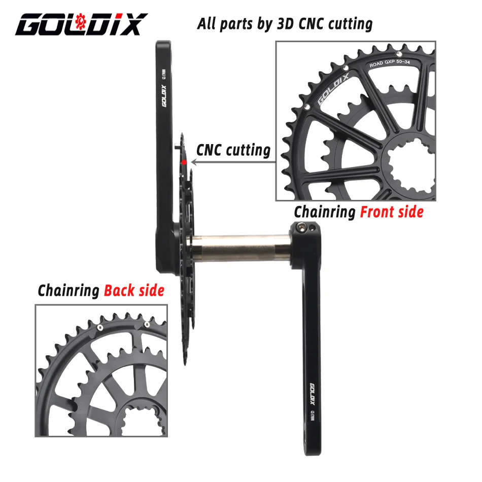 GOLDIX CNC ROAD Crankset for Bicycle Crankset Bottom Bracket ROAD Crank 165/170/175mm Chainring Crown 50-34T 53-39T for Sram AXS