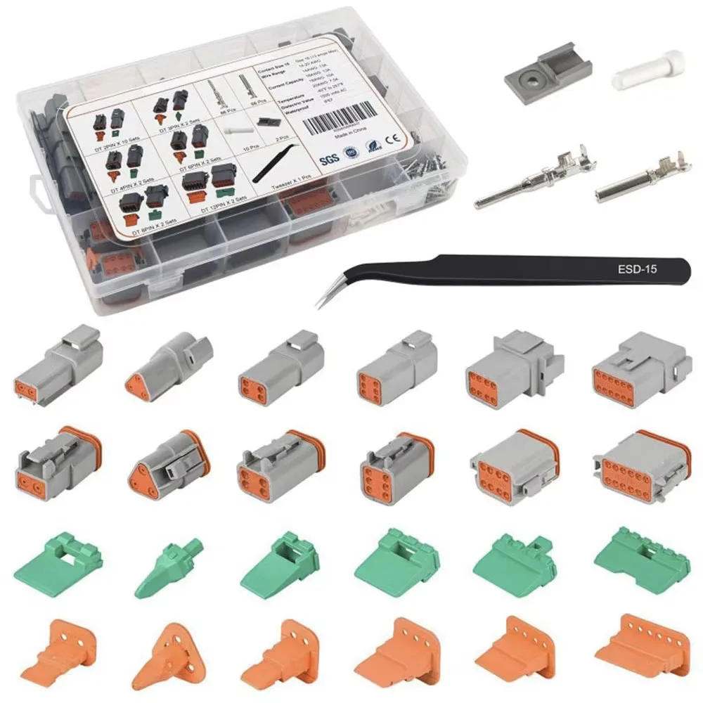 265pcs Automotive Connector Set Quick Install Vibration Proof 18-22 AWG 2 Pin Plug For Motorcycle Truck Marine