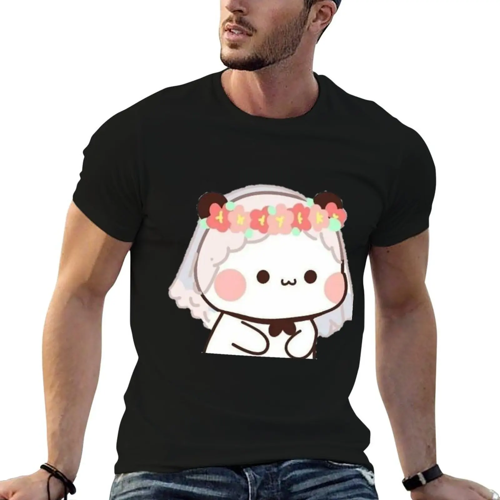 Cute Bride Bubu, Bear and Panda Couple, Peach and Goma Version T-Shirt Anti-Perspiration Workout Top