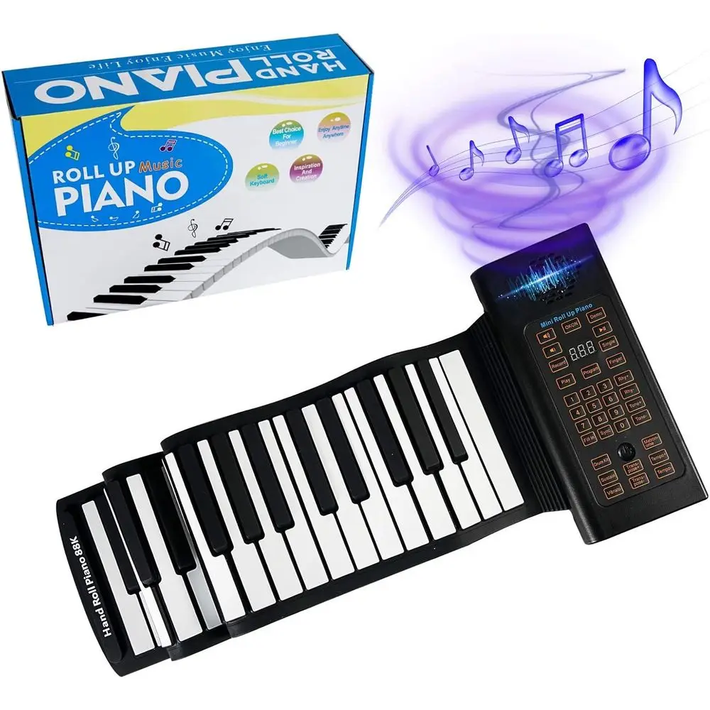 Compact 88-Key Roll-Up Piano with Carrying Bag, Ideal for Travel and All Ages