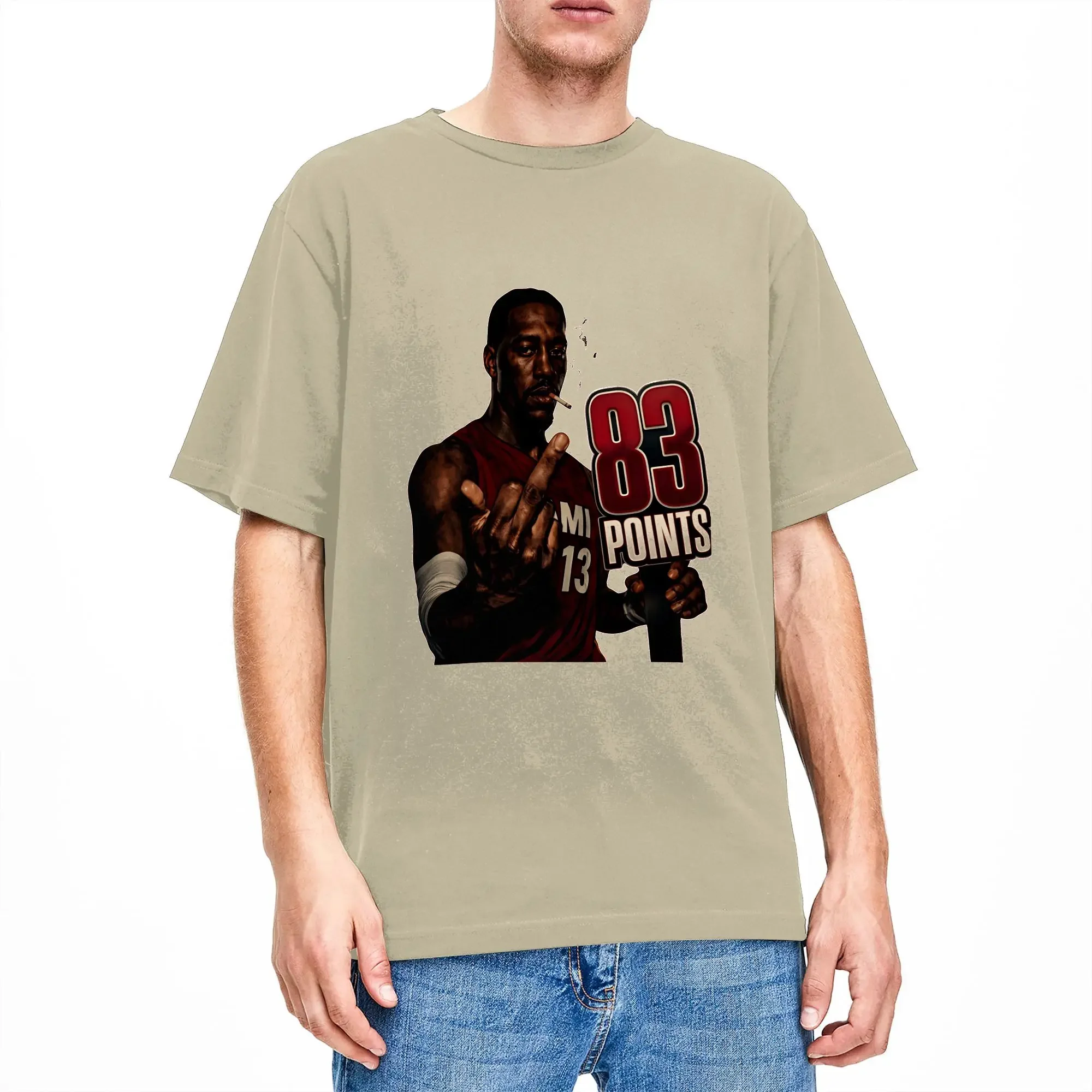 Bam Adebayo 83 Points T-Shirt Men  Novelty 100% Cotton Tee Shirt O Neck Short Sleeve T Shirts Plus Size Clothing
