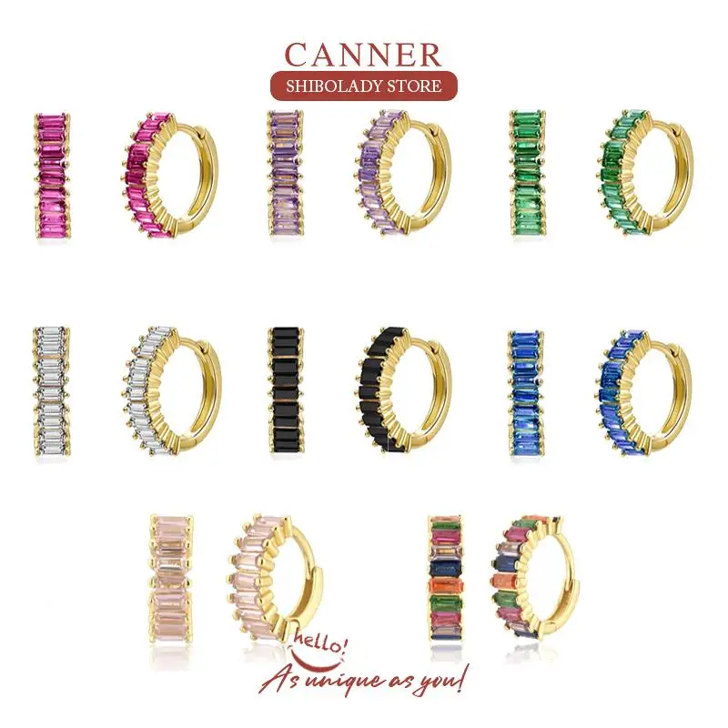 CANNER-Pendientes de Plata 925 para mujer, aretes coloridos bohemios, joyería fina, Joyero, regalo Simple