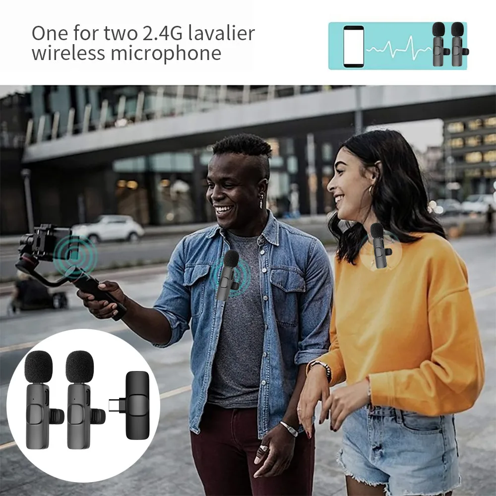 휴대용 무선 라발리에 마이크, 오디오 비디오 녹음, 소음 감소, 미니 마이크, 아이폰, 안드로이드, 라이브 방송, 게임용