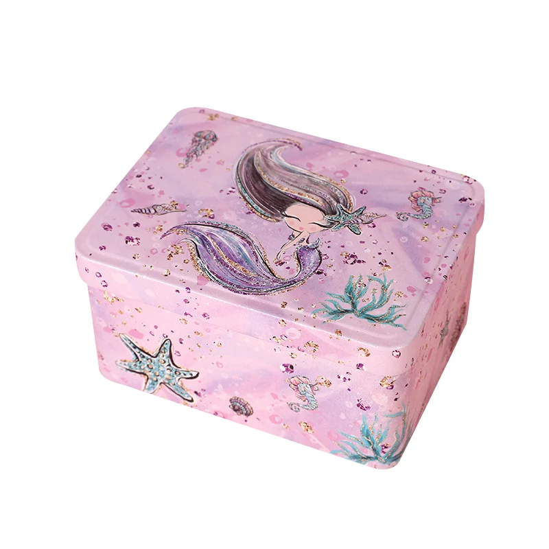 Cute Hair Elastic Hairpin Hair Accessory Organizer Desktop Hand Cream Tinplate Box Children 'S Cartoon Card Small Box