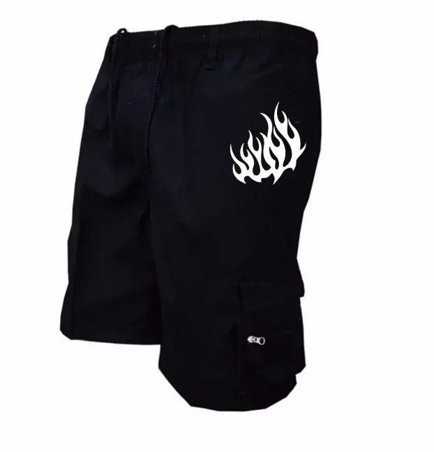 Summer Men's Military Style Cargo Shorts American Print Casual Workwear Tactical Street Fashion Pants