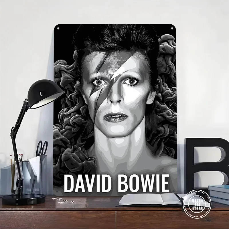 David Bowie Ziggy Stardust Portrait 3D Printed Texture Poster Personalized Wall Art Retro Metal Tin Signs for Vintage Decor Room