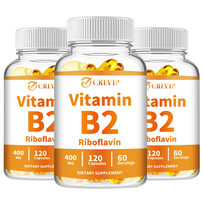 Vitamin B2 Capsules 400mg - Energy, Skin, Nervous System Support - Gluten-Free, Non-GMO