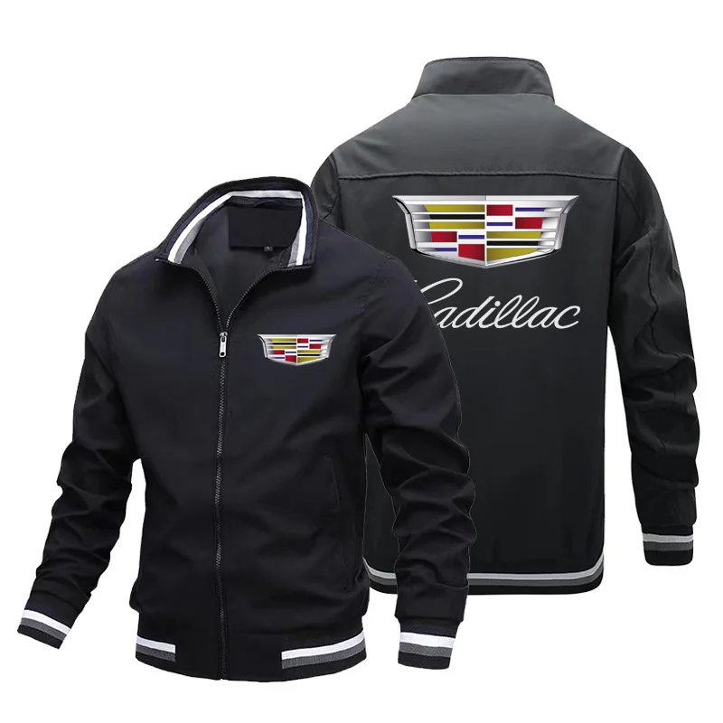 

Simple style button-down collar jacket for motorcycle wear with zipper. Cadillac-style coat. Winter/autumn lightweight version.