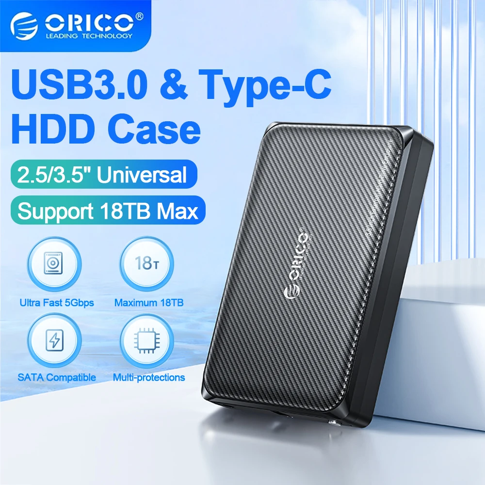 ORICO New 2.5/3.5 Inch USB3.0 Mobile Hard Disk Box Type-C Hard Disk Base Is Suitable for Notebook Desktop External Box Pc Case