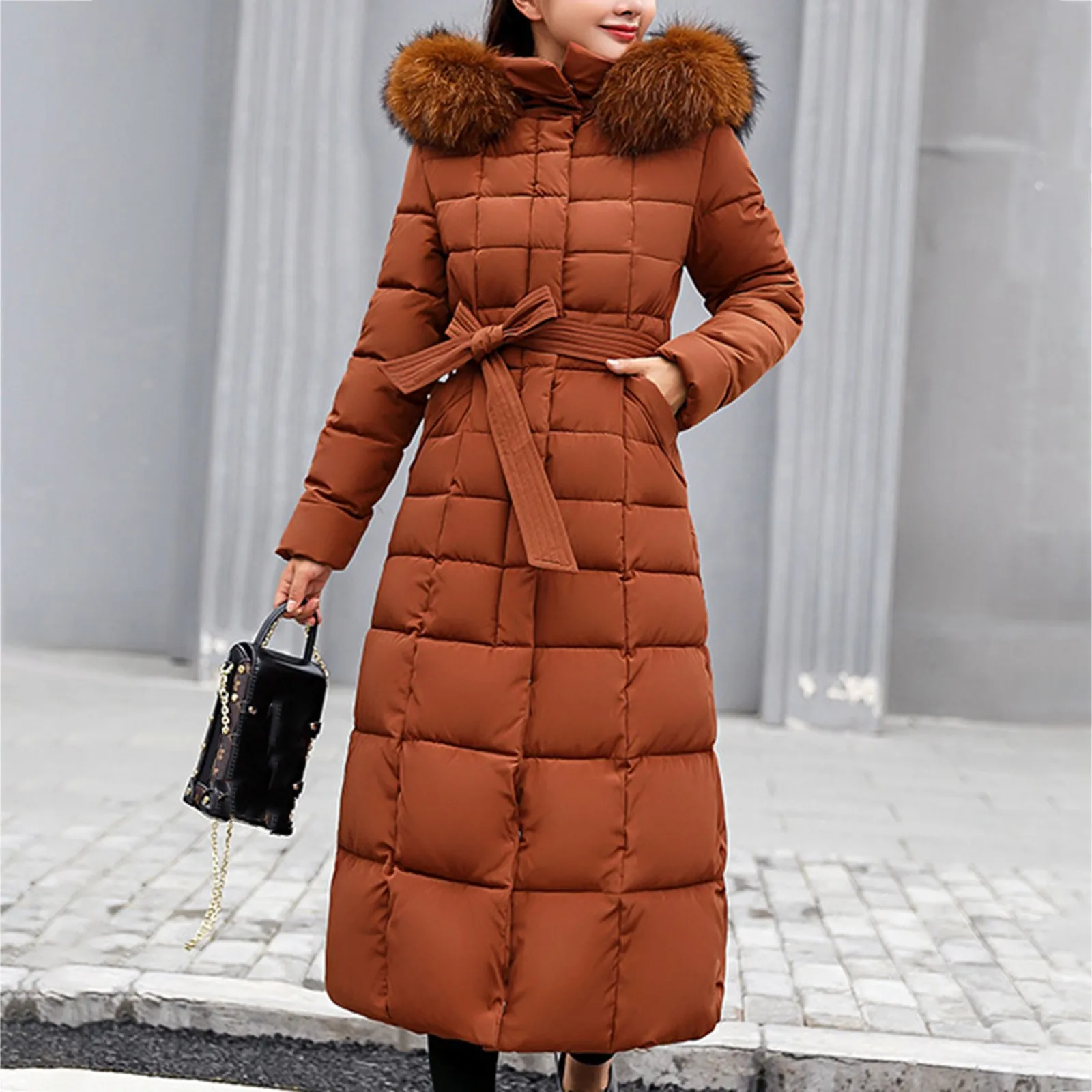 Autumn Winter Clothes Women Down Cotton Fashion Ladies Worm Hooded Coat Female Lengthen Thickening Waterproof Slim Casual Jacket