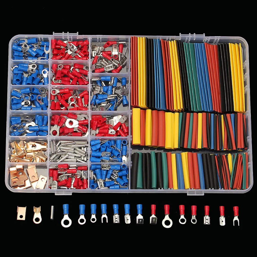 

678Pcs Heat Shrink Wire Crimp Terminals Assorted Connectors Kit for Auto Marine Electrical Wiring Repair Wire Terminals