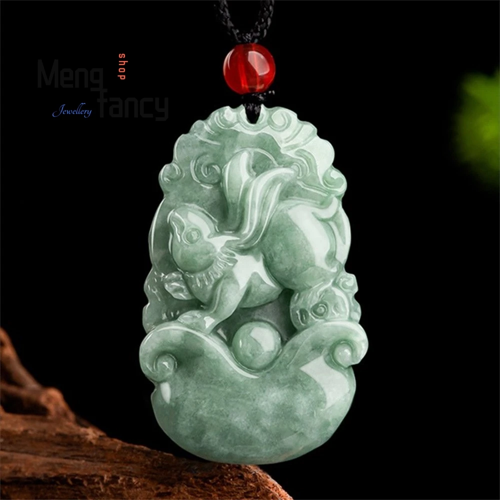 

Natural A-grade Jadeite Chinese Zodiac Bean Seed Jade Couple Pendant Couple National Style Best Selling Luxury Fashion Jewelry