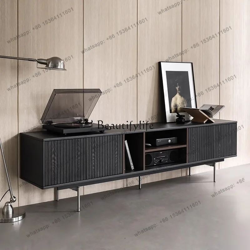 D06-*Italian minimalist TV cabinet retro living room household small apartment storage wabi-sabi four-door audio-visual locker