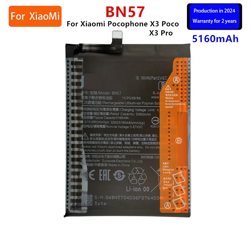 2024 years Brand New  BN57 5060mAh Battery  For Xiaomi Pocophone X3 Poco /X3 Pro  Phone Replacement Batteries+Tools