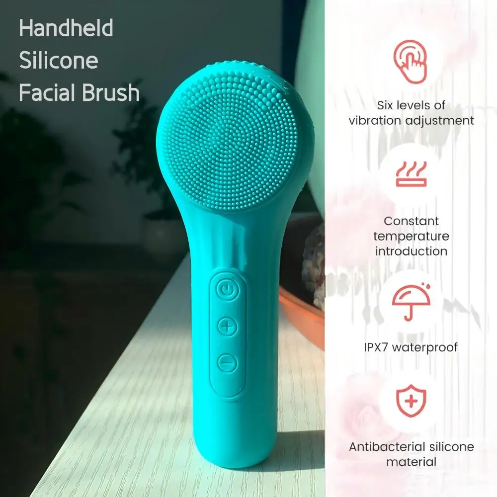 Detergente per il viso elettrico domestico Spazzola per il viso in silicone a 6 velocità Pulizia profonda Rimozione del trucco Strumento per la riduzione dei punti neri